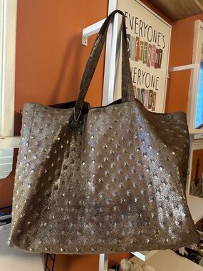 STREETS AHEAD Charlotte Pyramid Stud Leather Tote Bag
